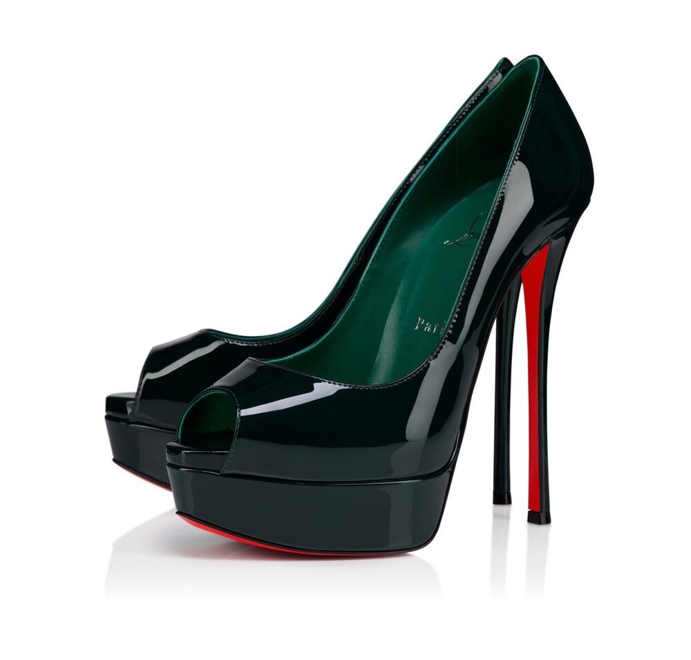 New Christian louboutin fetish peep platform heels sz 38 EMERALD GREEN